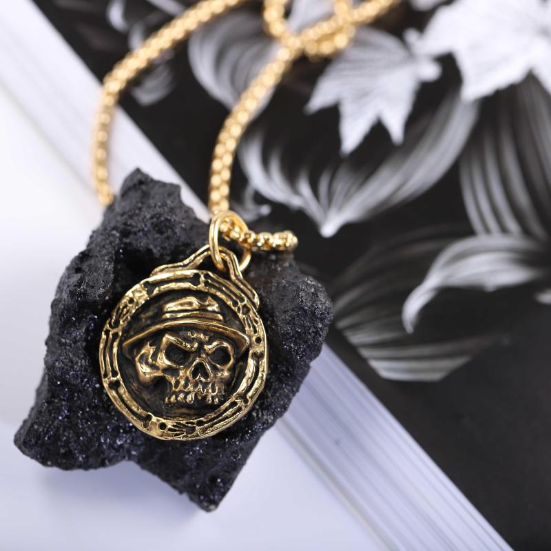 

Pendant Necklaces Gold Plated Jewelry Charm Stainless Steel Plating Black Cross Punk Necklace For Men