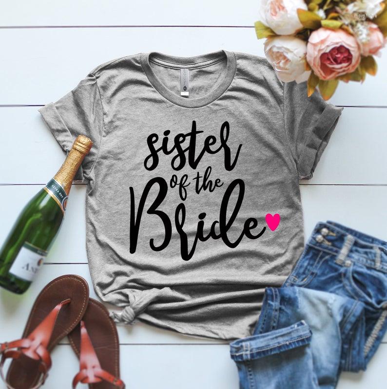 

Women's T Shirts Bridesmaids Sister Of The Bride Shirt Bachelorette Party Tshirt Aesthetic Female Cotton O Neck Casual Short Sleeve Top Tees, Green