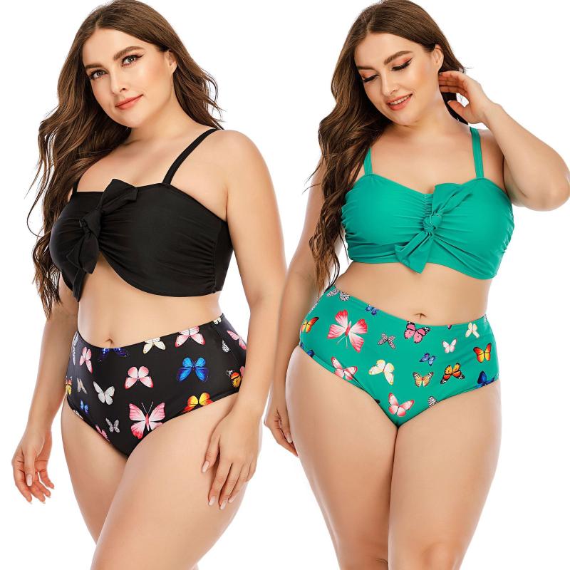 

Women's Swimwear High Waist Bikini Plus Size Women 2023 Sexy Bow-Knot Push Up Swimsuit Female Solid Bathing Suits Summer Beach Wear 4XL, White