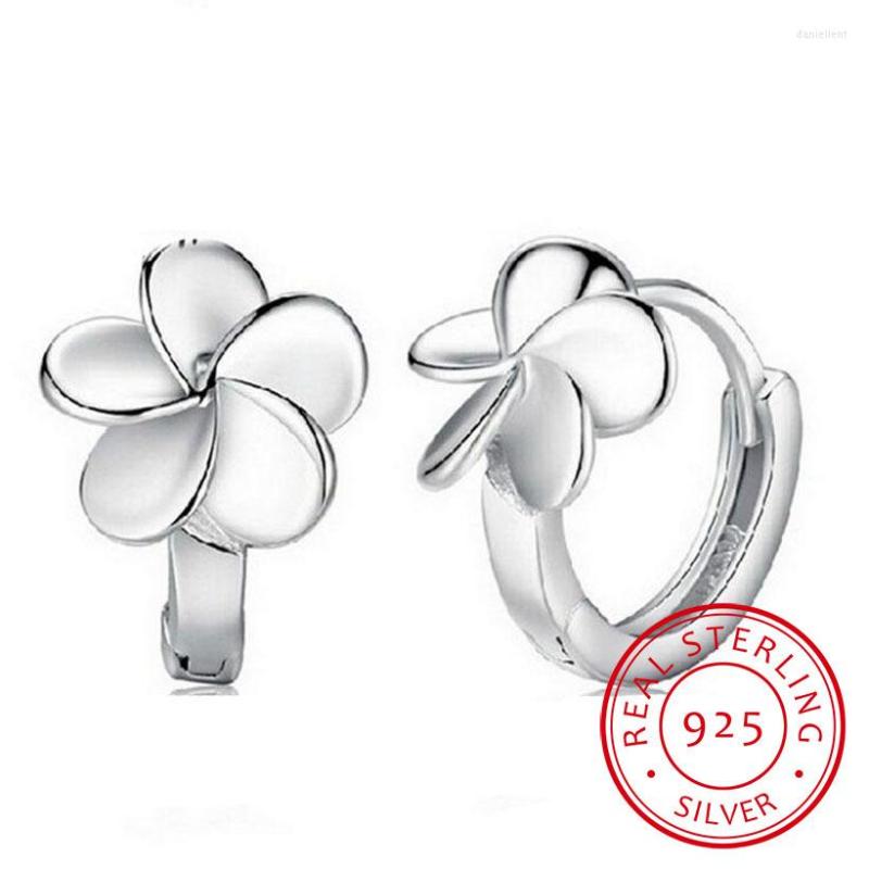 

Hoop Earrings 925 Sterling Silver Small Flower Round Loop Huggies For Kids Baby Girls Children Party Jewellery Aros Gift
