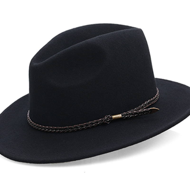 

Wide Brim Hats Bucket Hats X4016 Waterproof Wool Hat Wide Brim Cowboy Felt Hat British Retro Knight Hat Unisex Wool Fedora Hats Cloche Wool Felt Hat 230316, Black