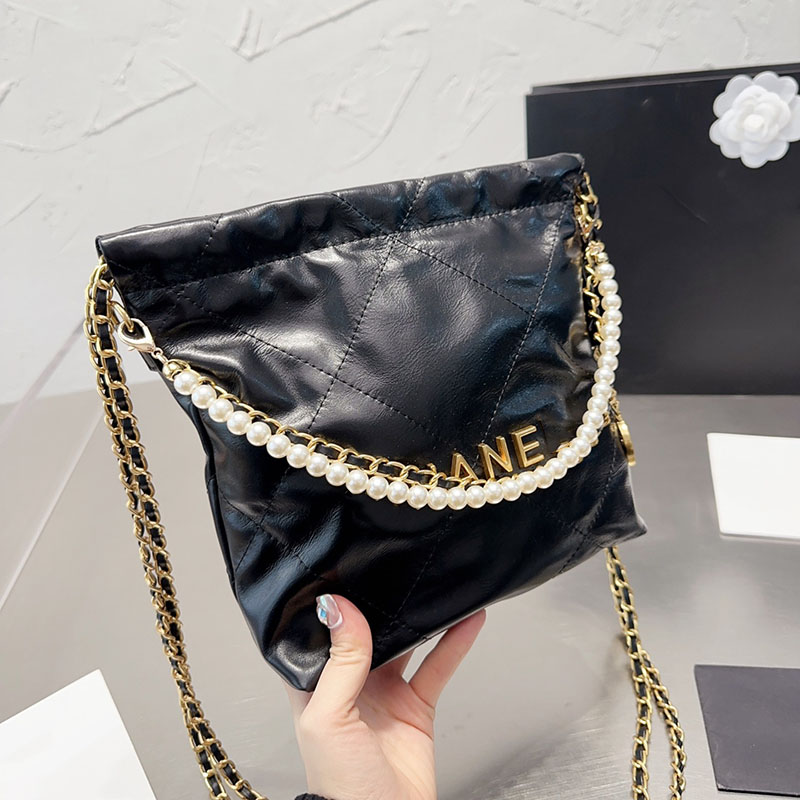 

Womens Classic Mini 22 Quilted Shopping Bags Calfskin With Pearl Matelasse Chain Hand Tote Underarm Shopping Purse Crossbody Shoulder Designer Handbags 20X22CM, Box
