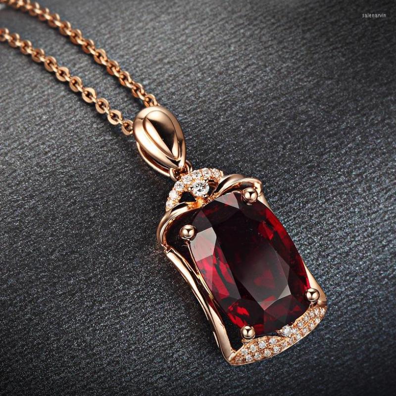 

Chains High-end Temperament Rose Ruby Pendant Female Red Tourmaline Plated With 18K Gold Headgear