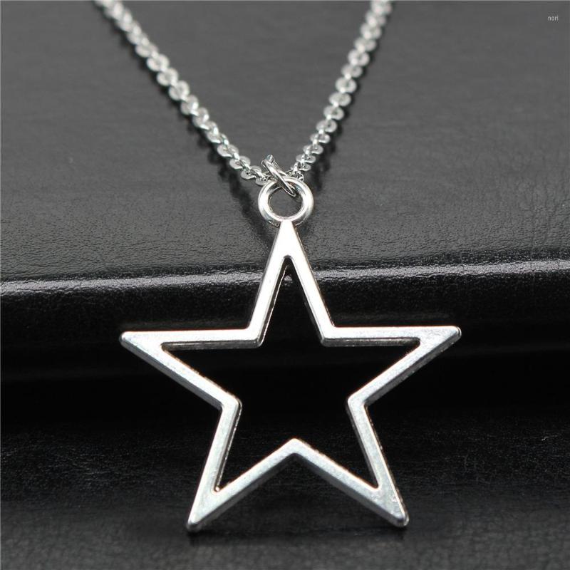 

Pendant Necklaces 36x33mm Fashion Simple Hollow Star Necklace For Women Vintage Antique Silver Color Y2k Goth Alt Accessories