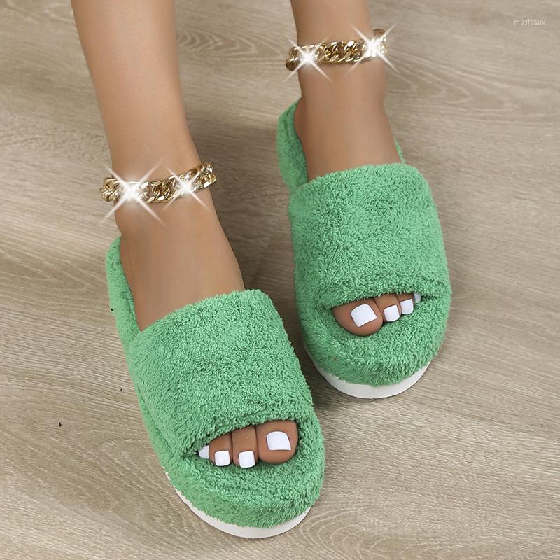 

Slippers Women's Cotton 2023 Winter Open Toe Green Office Suede Flip-Flops Casual Couple Design Girls Plus Size 43, Black