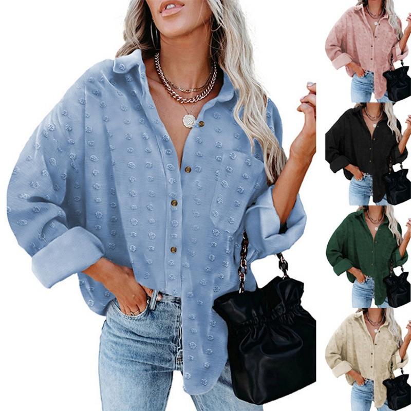 

Women's Blouses Long-Sleeved Shirt Casual Women's Chiffon Button Loose Slim Solid Color Blouse 2023 Fall Damskie Bluzki Z Krotkim, Kq