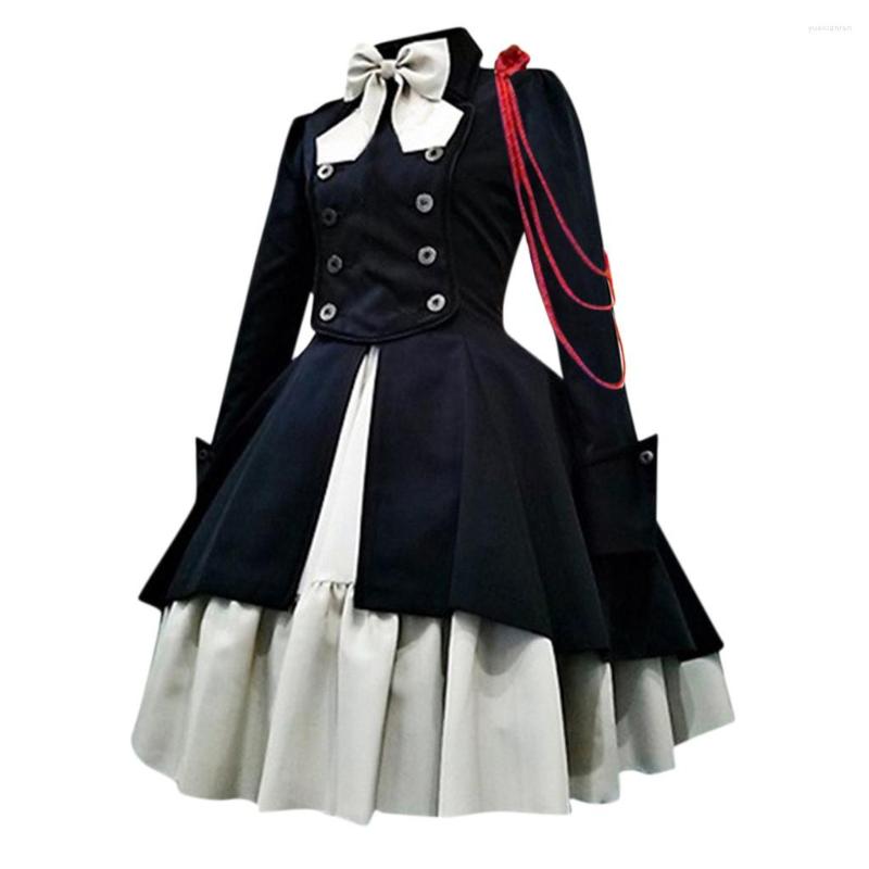 

Casual Dresses Gothic Vintage Princess Dress Women Court Patchwork Punk Fashion Elegant Women's Cosplay Halloween Robe Mujer, Black-a
