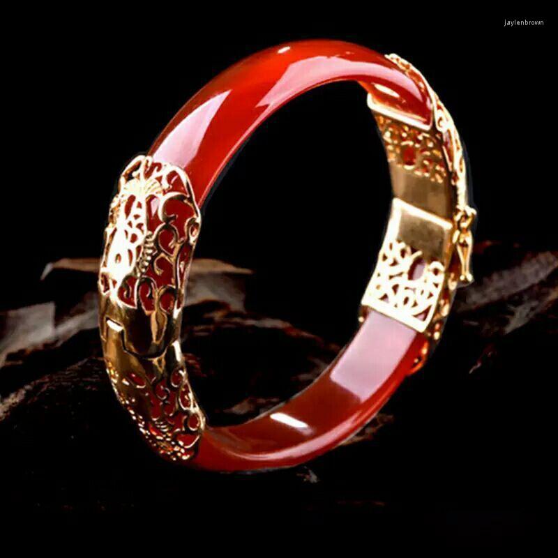 

Bangle Natural Jades Stone Chalcedony Bracelet Inlay 18KGP Fine Temperament Jewelry Gems Accessories Gifts Wholesale