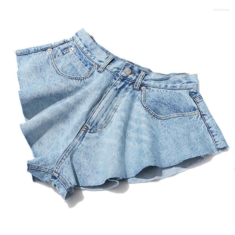 

Women's Shorts Sexy Ruffled Denim Mini Summer Women Cottagecore Fashion Mid Waist Loose 2023 Spring Y2k Indie Vintage Outwear, Light blue