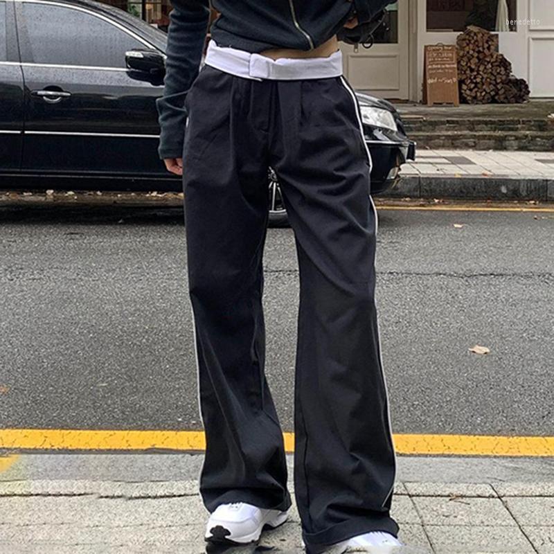 

Women' Pants Xingqing Y2k Baggy Women Street Style Side Striped Low Waist Loose Wide Leg Trousers 2000s Aesthetic Joggers Sweatpants, As photo shows