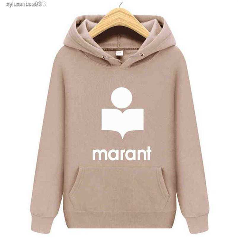 

2022 Autumn Winter Men's Hoodie Sweatshirt Marant Printed Unisex Long-sleeved Pullover Y1295b, Apricot h
