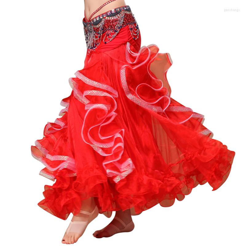

Stage Wear 2023 Belly Dancing Clothing Long Skirts Professional Women Chiffon Dance Skirt For Girls, Gold