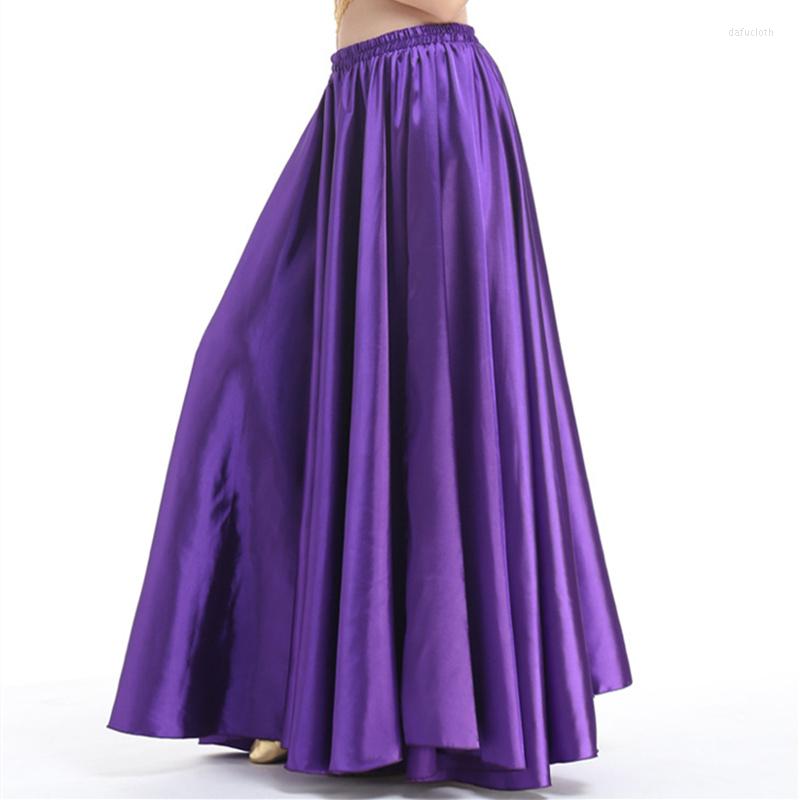 

Stage Wear 16 Colors Professional Women Belly Dancing Clothes Full Circle Skirts Flamenco Plus Size Satin Dance Skirt, Yellow