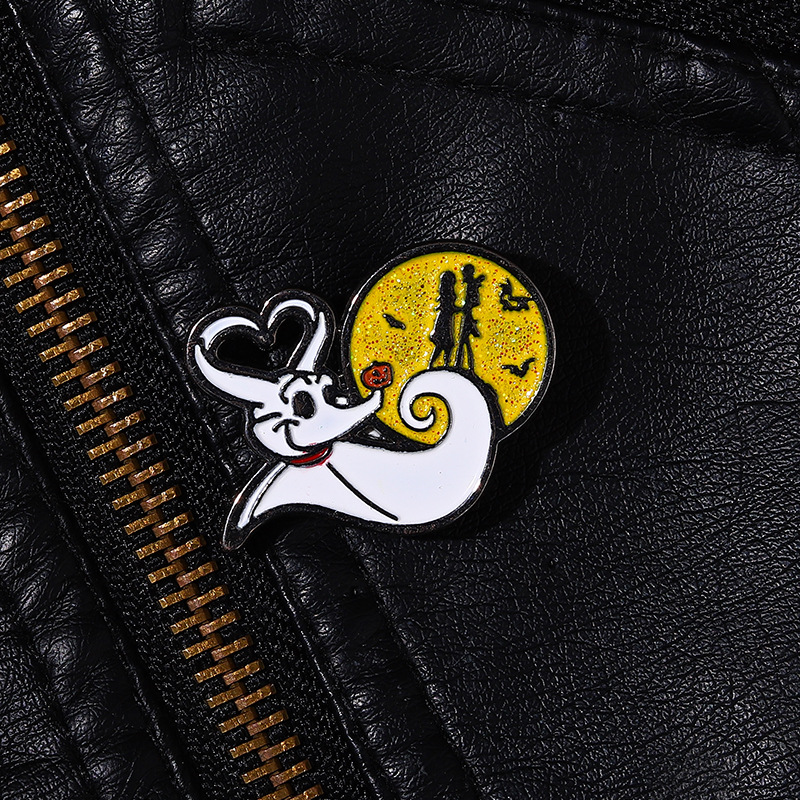 

Halloween Dog Fantasy Love Story pin Cute Anime Movies Games Hard Enamel Pins Collect Metal Cartoon Brooch Backpack Hat Bag Collar Lapel Badges, As picture