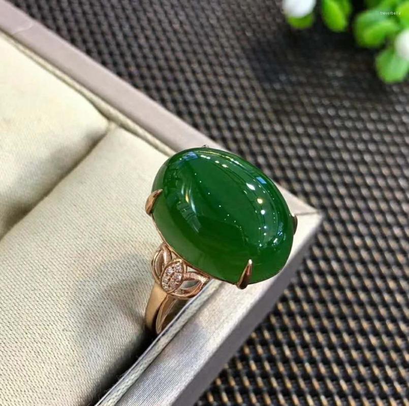 

Cluster Rings 18K Rose Gold With Diamonds Set Top Old Ingredients Spinach Green And Tian Biyudan Ringh62#