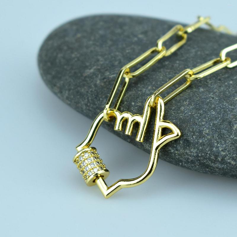 

Chains Special Style Love Palm Gesture Spiral Buckle Pendant Necklace White Cubic Zircon Charm For Women Birthday Gift