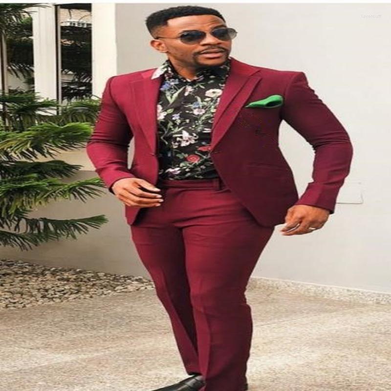

Men's Suits 2023 Arrival Notch Lapel Men's Burgundy 2 Pieces Slim Fit Custom Made Bridegroom Wedding Tuxedos Formal Wear Blazer, Picture shown