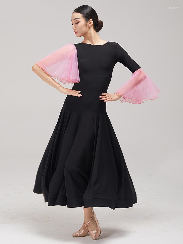 

Stage Wear Irregular Sleeves Ballroom Dance Dress Women Latin Performance Costume Modern Clothes Tango Black Prom BL9922, Style 2