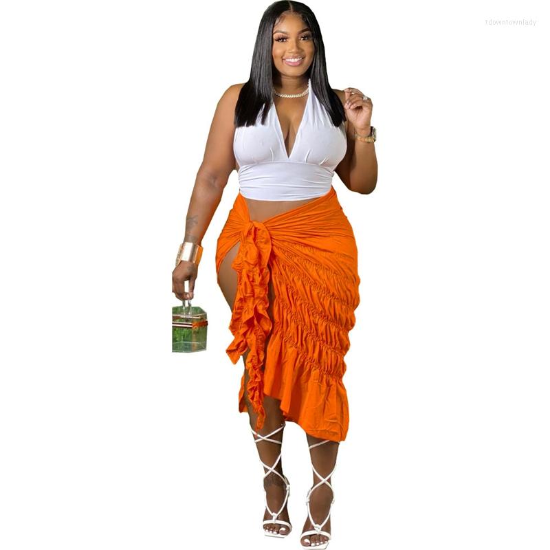 

Skirts STYLISH LADY Pleated Wrap 2023 Summer Women High Waist Side Split Sexy Club Party Beach Vocation Midi, Black