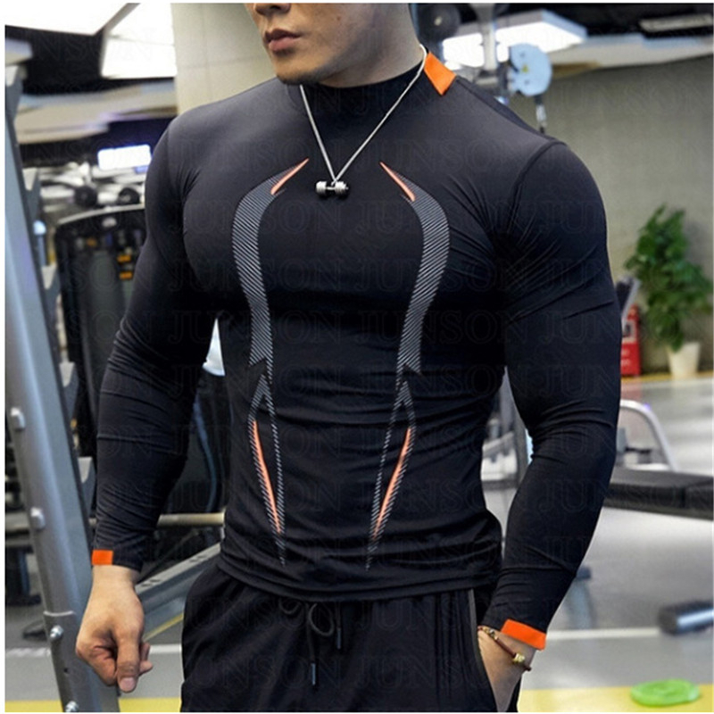 

Men's T-Shirts High Quality 5 Color Men Running T Quick Dry long sleeves Fitness Training Exercise Clothes Gym Sport Tops 230317, Black