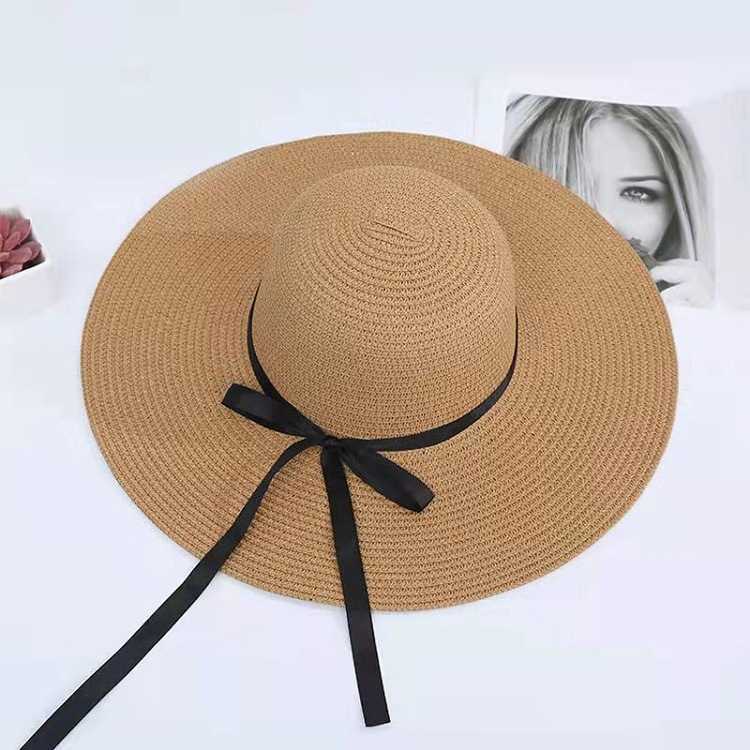 

Summer Hats Caps Men's Women's Holiday hat flying straw hat on big eaves road by the sea female beach hat in summer versatile foldable sunshade hat, Khaki
