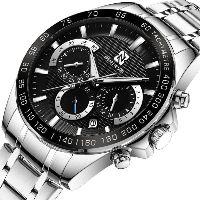

Wristwatches Ben Nevis Top Business Mens Watches Quartz Military Watch Men Chronograph Clock Relogio Masculino Gifts, Silver