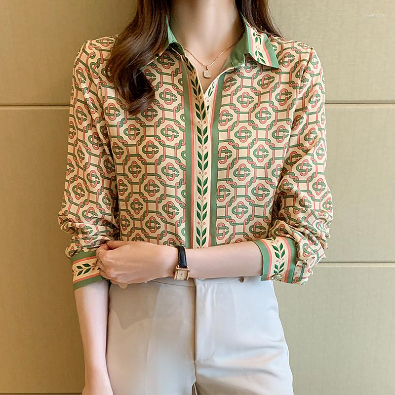 

Women' Blouses Fashion Chained Print Ladies Shirts Women' 2023 Spring Autumn Long Sleeve Tops Blusas Mujer, 1816