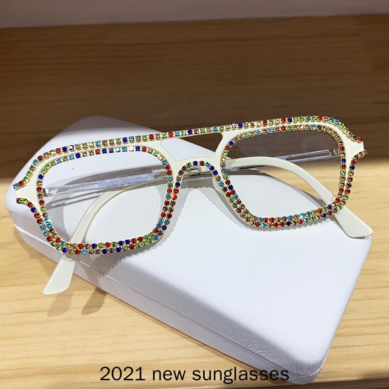 

Sunglasses Retro Square Optical Glasses Frames Men Women Crystal Luxury Clear Lens Eyeglasses Frame Diamond Eyewear NXSunglasses