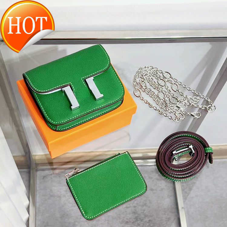 

Luxury Designer Bags Change Purse Card pack Handbag Mini Kangkang Bag Women's H-button Small Square Pig Nose Chain New Leather Cross Body Factory Direct Sale, Gift box packing