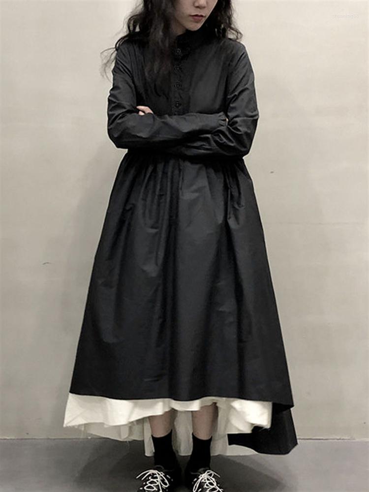 

Casual Dresses Retro Gothic Lolita Black Dress Women Preppy Style Sweet Vintage Kawaii Long Sleeve Girl Robe Cute Clothes 2023 Autumn