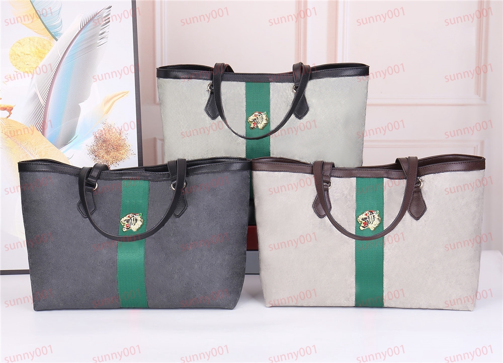 

Designer Tote Bag Luxury Totes Armpit Bag PU Leather Casual Purses New Fashion Handbag Satchel Striped Animal Pattern, Black