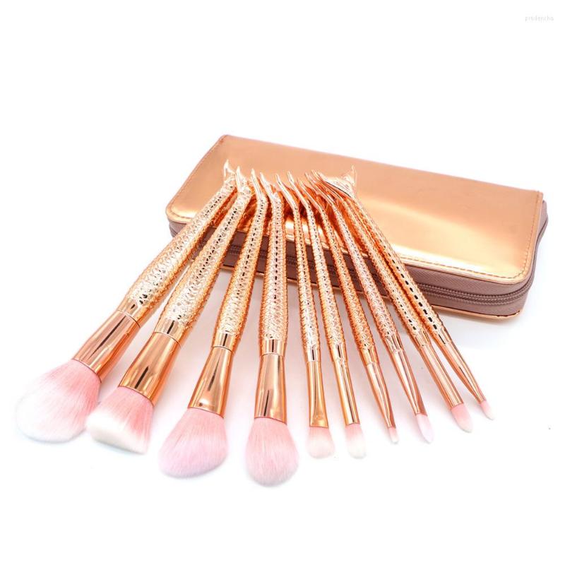 

Makeup Brushes 6/10Pcs Gold Mermaid Set Foundation Powder Blush Cosmetic Make Up Blushes Eyeshadow Contour Concealer Kit