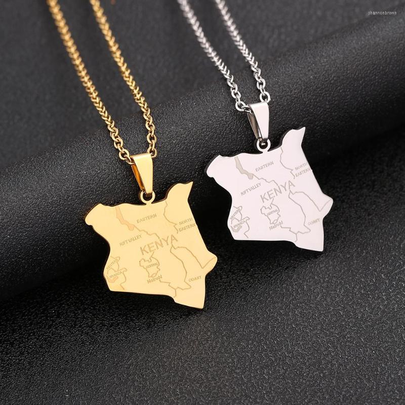 

Pendant Necklaces Kenya Map With City Necklace Stainless Steel For Women Men Gold Silver Color Charm Fashion Kenyan Jewelry Gifts