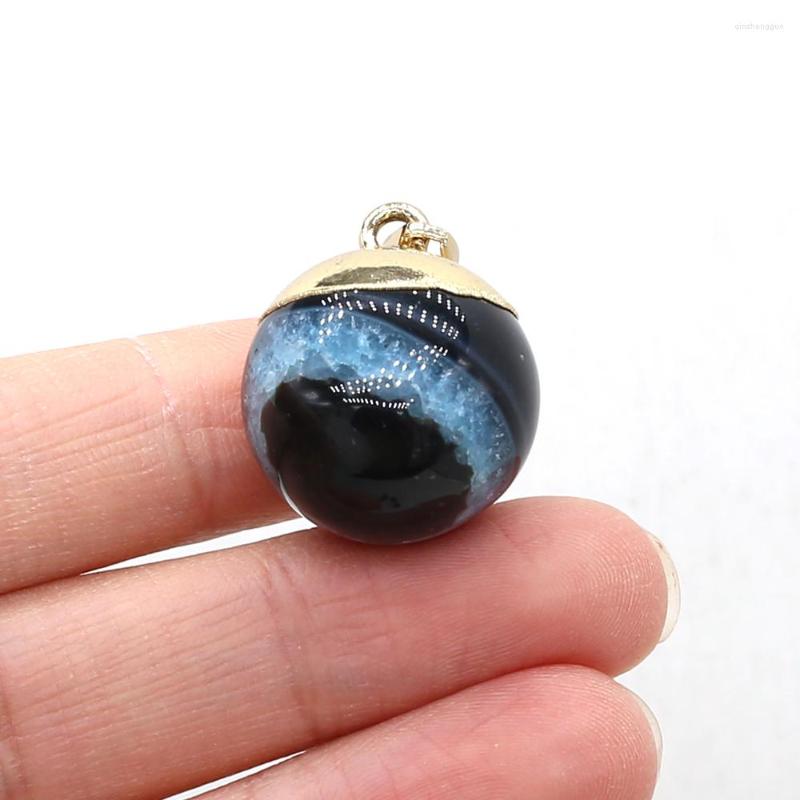 

Charms Natural Stone Pendants Ball Shape Agate 20x25mm For DIY Jewelry Making Bracelet Necklace Decoration Gift