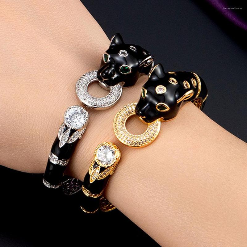 

Bangle Zlxgirl Bramd Jet Enamel Leopard Animal Jewelry Fashion African Dubai Gold Silver Color Women Size Bangle&bracelet Bijoux