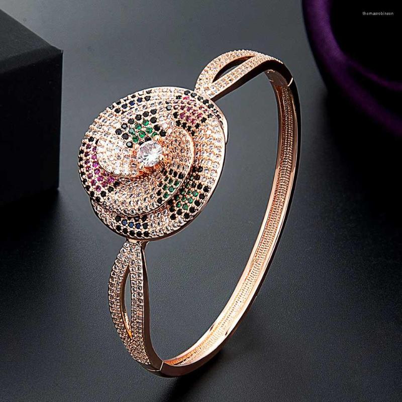

Bangle Zlxgirl 2023 Women's Colorful Cubic Zircon Crystal Coper And Bracelet Fashion Women Couple Party Gifts