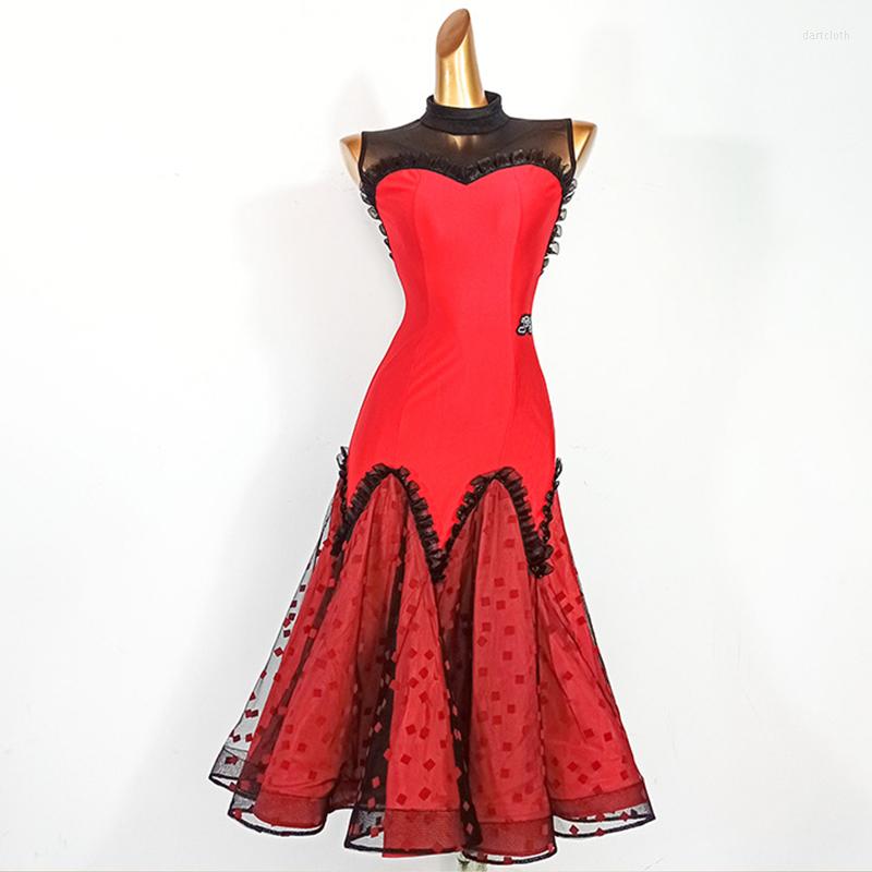 

Stage Wear Women Ballroom Dress Prom Waltz Dance Costume Tango Dancing Performance Clothes Standard Sleeveless VDB2795, Red dress