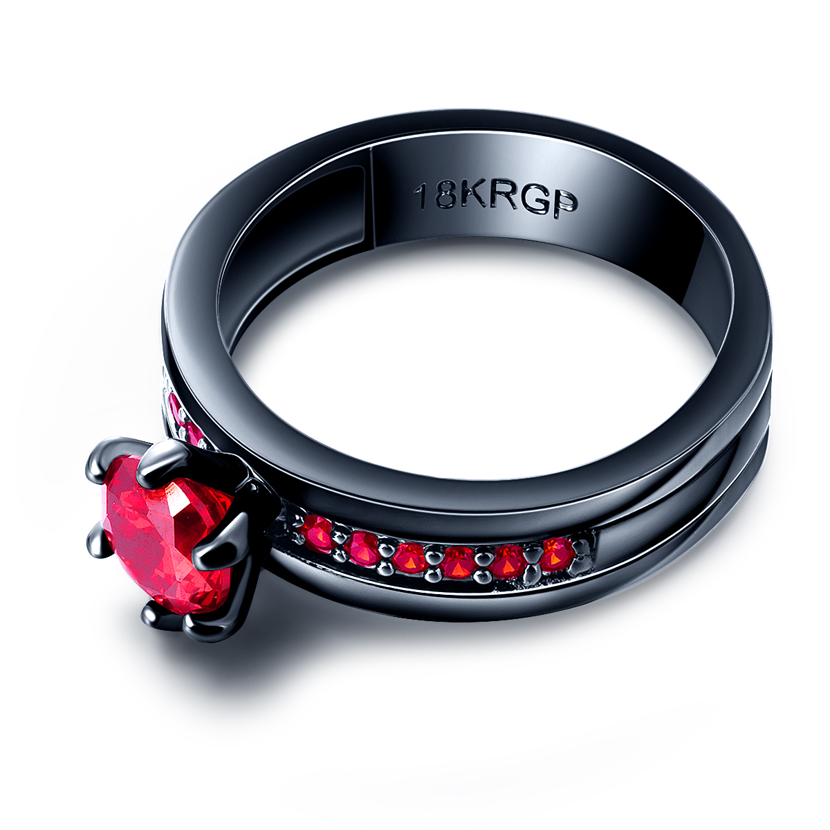 

Luxury Real oval brilliant-Cut ruby diamond Wedding black Ring Set For Women Engagement Band 18K gold filled Eternity Jewelry Zirconia size 6 7 8 9