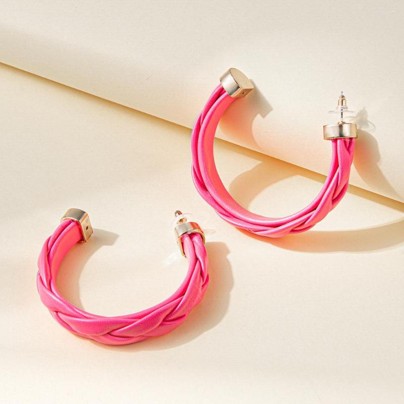 

Stud Earrings Trendy Gold C-Shaped PU Leather Handmade Simple Cool For Women