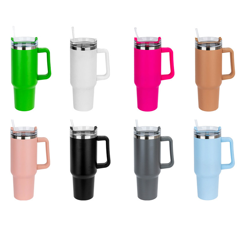 

40oz Mug 304 stainless steel liner with lid straws double layer vacuum and long lasting insulation car travel cup coffee tumbler termos cups, White