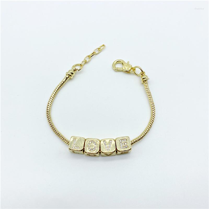 

Bangle 5pcs/lot Brass Initial Cubes Beads Love Adjustable Bracelets