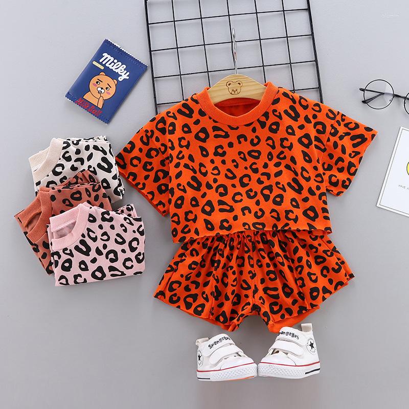 

Clothing Sets Boys Girls Leopard Print Cotton Kids T-shirts Baby Summer Born Infant Sports 2Pcs Toddler Girl Clothes Set, Pink