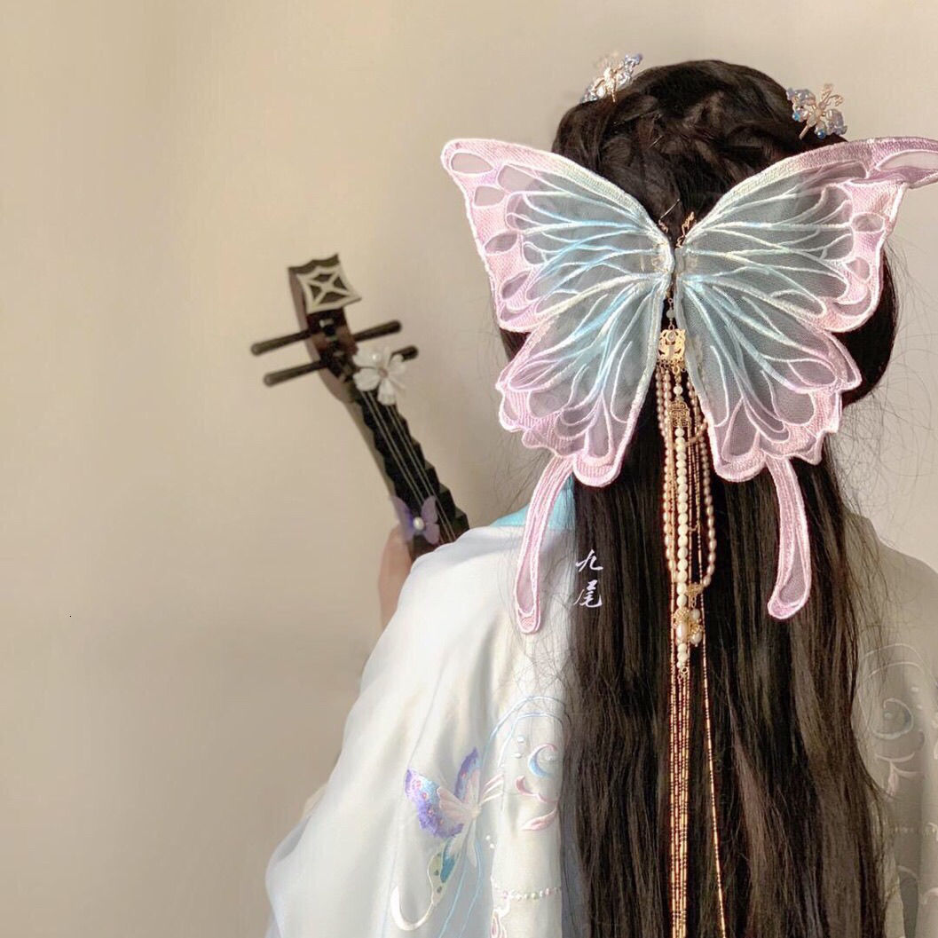 

Headwear Hair Accessories Big Butterfly Hair Clip Adjustable Shape Chinese Hanfu Accessories Headgear 230316, 11black