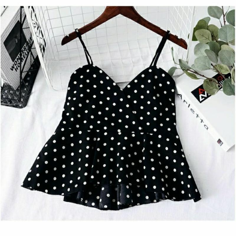 

Women's Tanks & Camis Women Summer Ruffles T Shirts 2023 Casual Sleeveless Tops Vest Tees Sexy Polka Dot Print T-Shirt V-neck Shirt P1252Wom