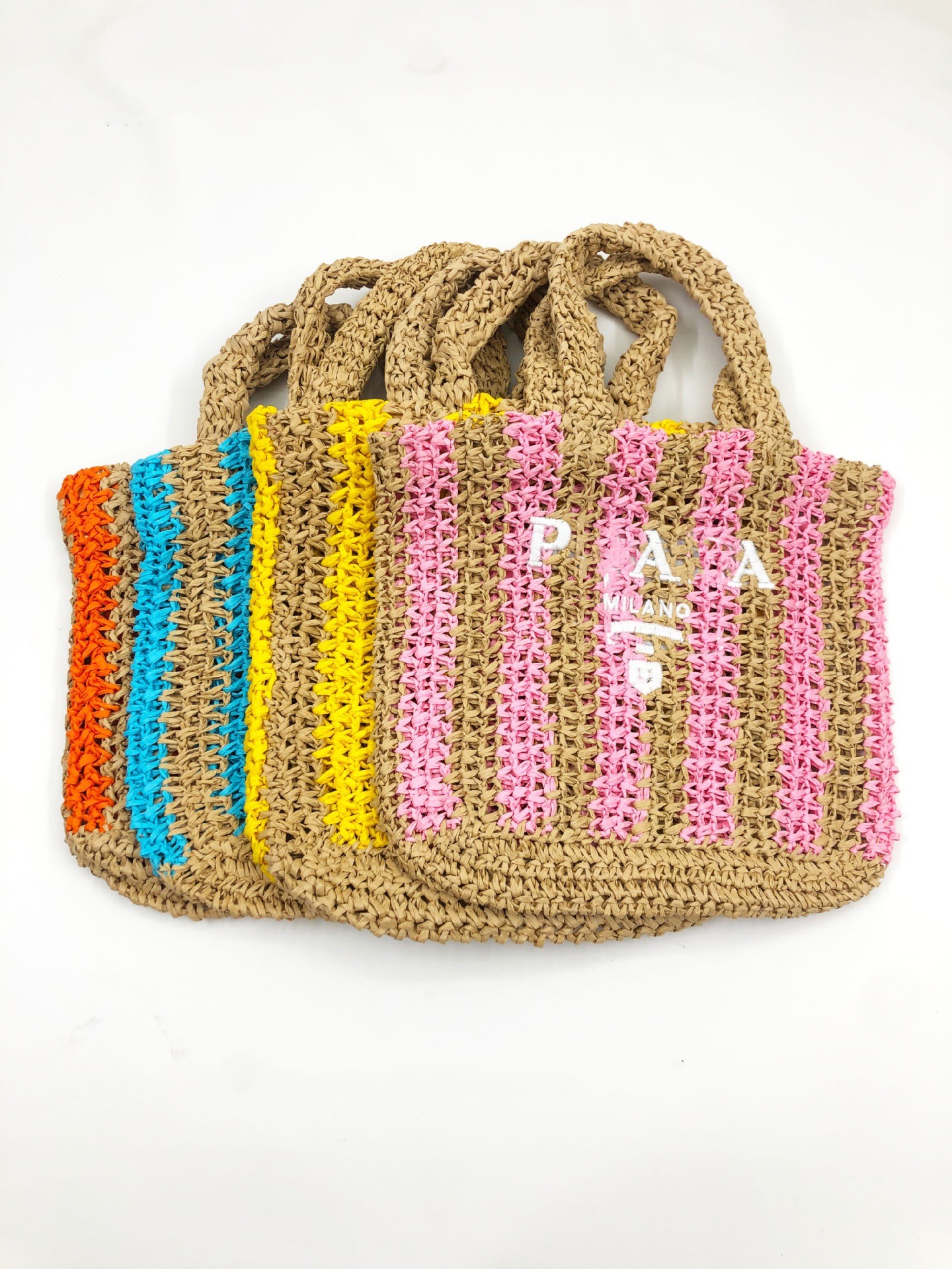 

New style Luxury Bag Designer Raffia Straw Summer women's mens weave Beach bags hollow out handbag clutch tote crossbody travel fashion handbags Shoulder Bag, Pink