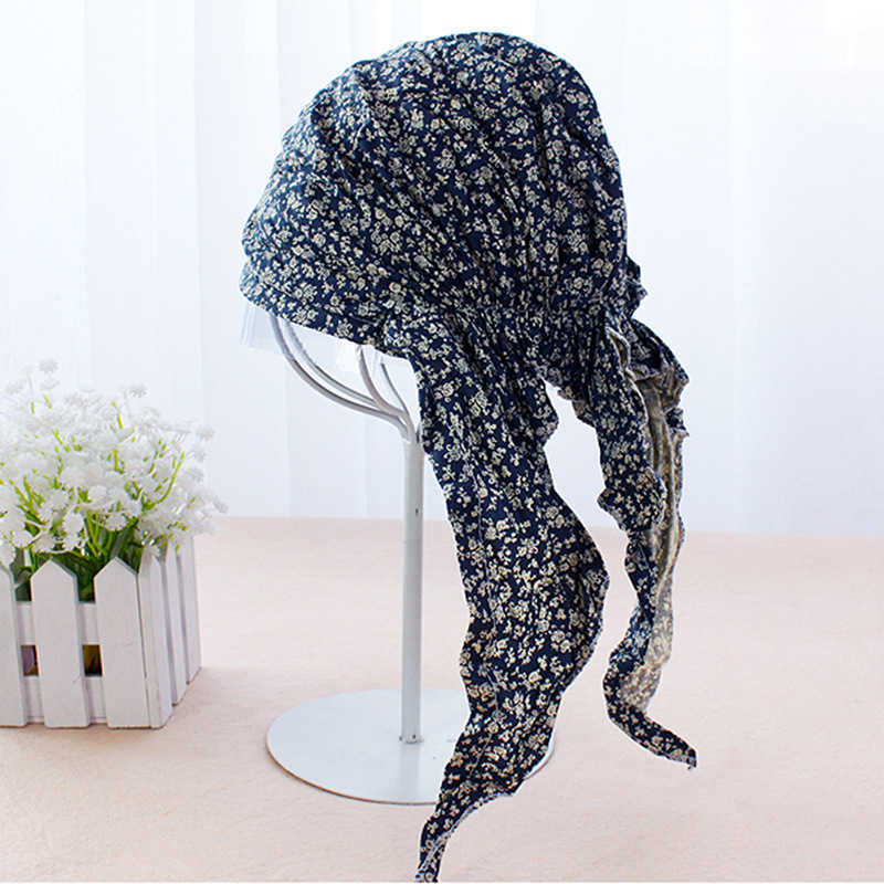 

Hijabs Scarves Wraps Bandanas Durag Men's Women's Long braid pure cotton cap adult pirate cap headband thin cycling cap