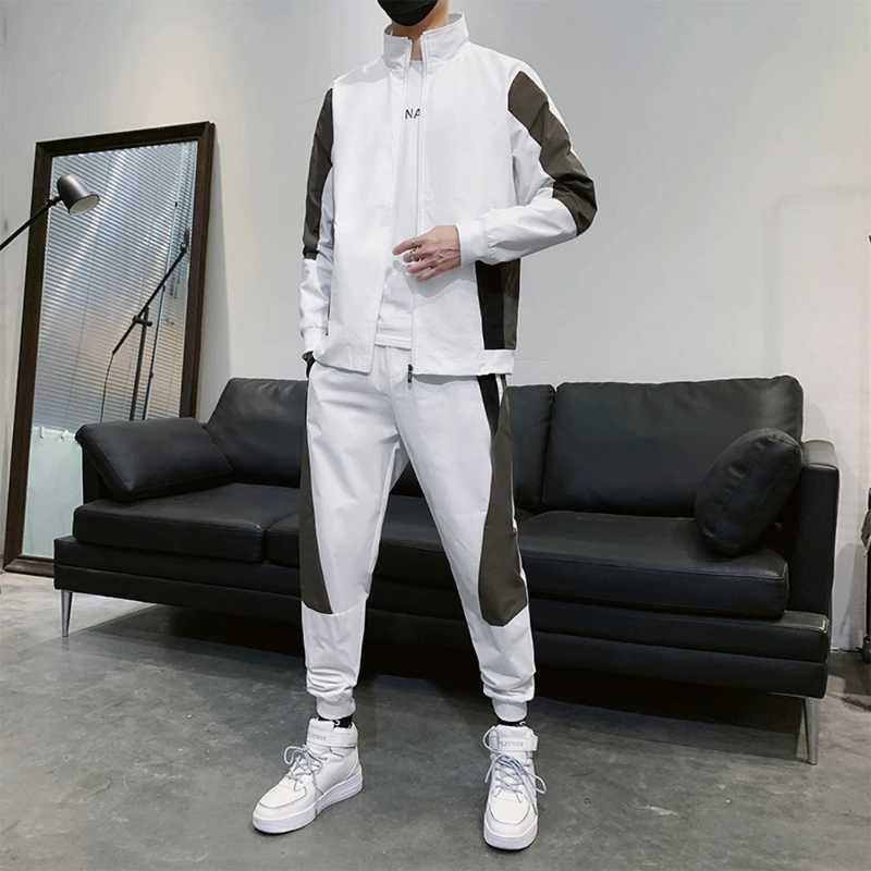 

Men's Tracksuits Tracksuit 2023 Men 2 Peice Sets Spring Autumn Men Fashion Clothing Patchwork Sweatsuits Men Jogging Suit Athletic Clothes L230317, Black and white
