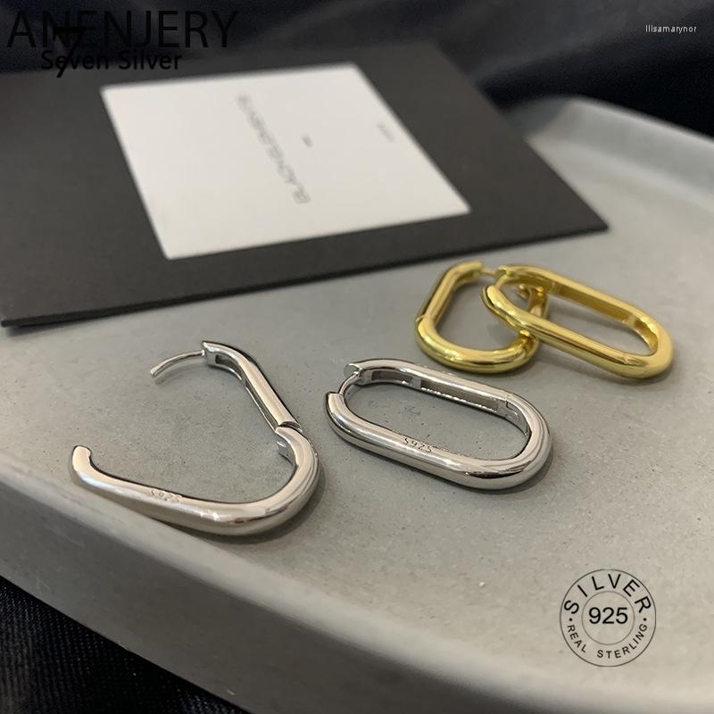 

Hoop Earrings 925 Sterling Silver Korean Oval For Women Gold Retro Sexy Elegant Geometric Color Earring