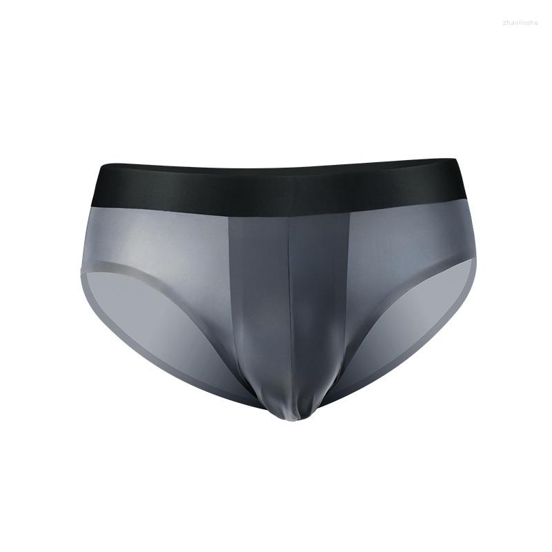 

Underpants Men's Underwear Ice Silk Seamless Ultra-thin Summer Double-layer Crotch Breathable Briefs Sexy And Thin