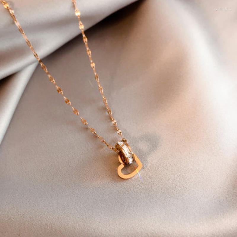 

Chains Fashion Round Heart Necklace Women's Stainless Steel For Women Clavicle Chain Ins Simple Temperament Entry Jewelry